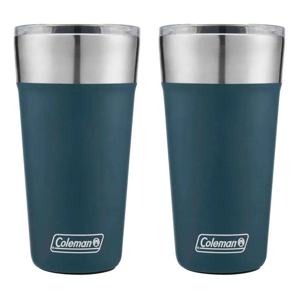 2X Kit 2 Copo Térmico Com Tampa 600Ml Azul Slate - Coleman