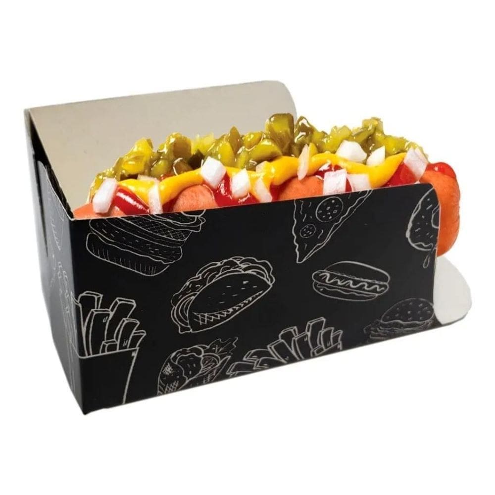 2X Embalagem Caixa Caixinha Mini Hot Dog Cachorro Quente 100