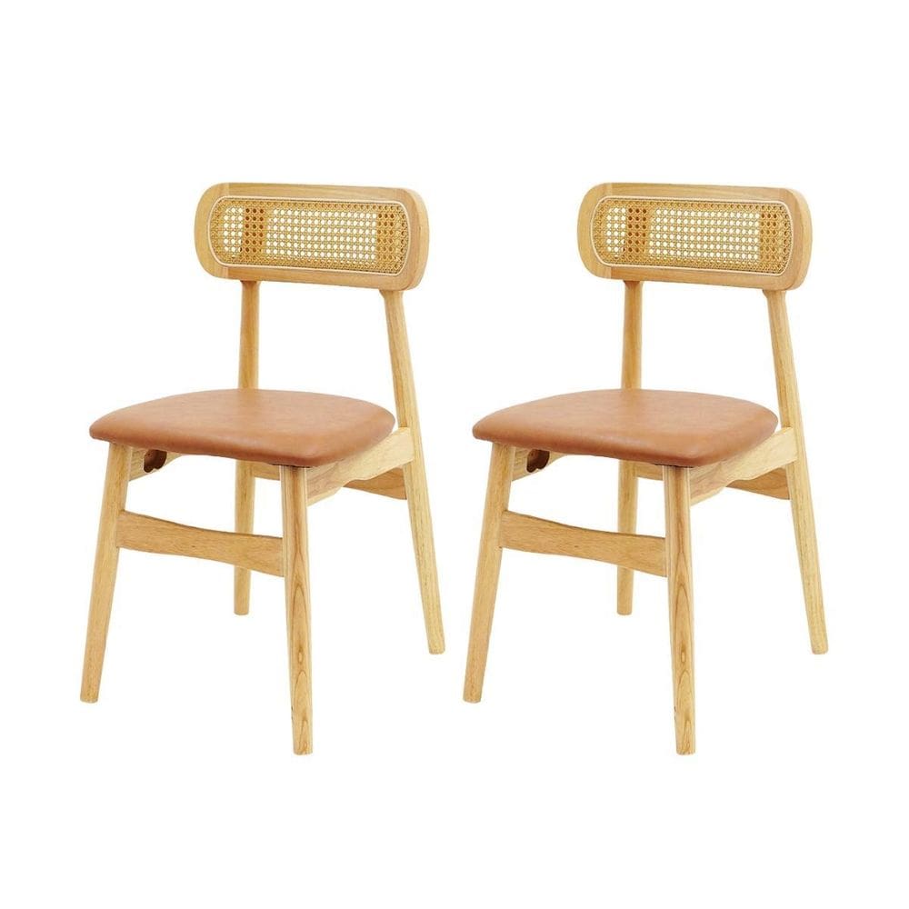 Kit 2 Cadeiras De Jantar Rainer Assento Estofado Marrom Base