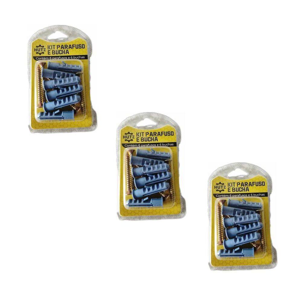 Kit 18 Unidades Parafusos Reforçado E 18 Buchas Fixação