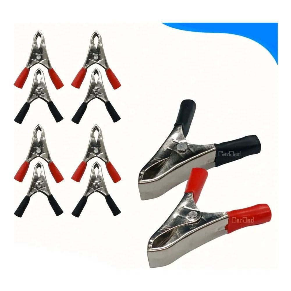2X 10Un Garra Jacaré Pequena Clip Para Bateria 10A 5Cm Verme