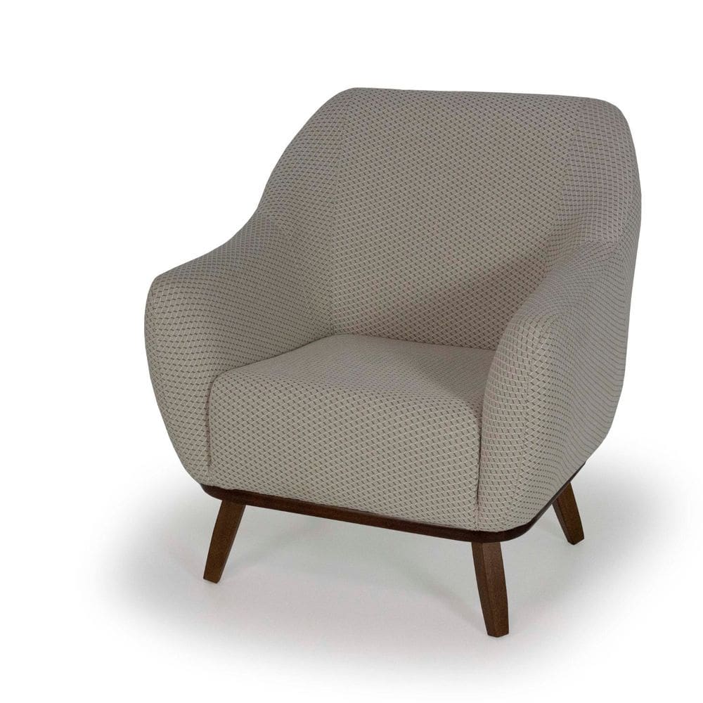 Poltrona para Sala de Estar Pés Madeira Paloma Jacar / Bege