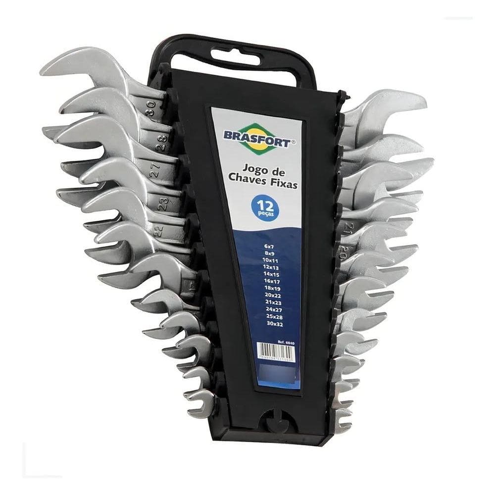 Kit Chaves Jogo De Boca Fixas Em Aço De 6 Á 32Mm 12 Peças