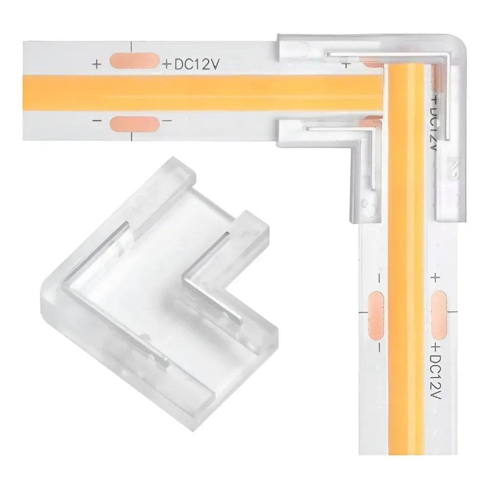 2X Kit 5 Conector L Emenda Fita Led Cob 2 Vias Monocor 10Mm