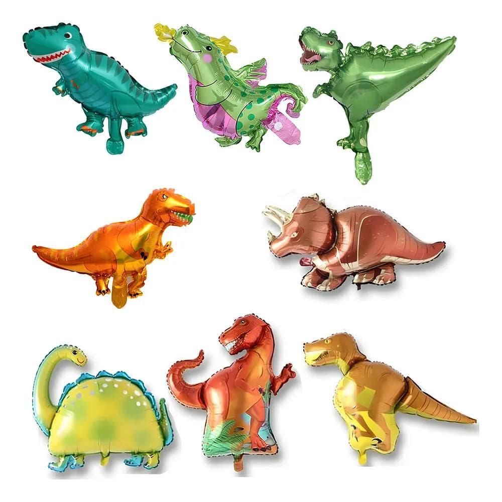 Kit 20 Balão Dinossauro Metalizado Pequeno Centro De Mesa
