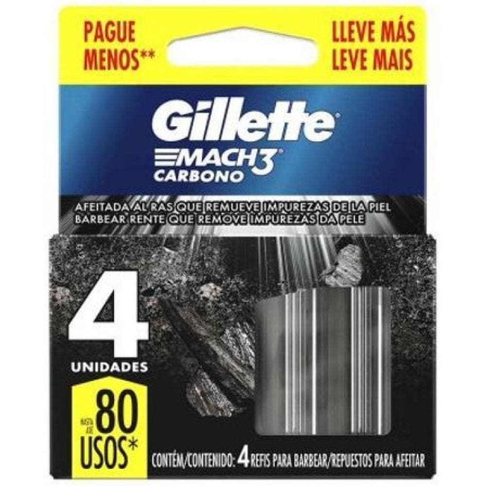 Refil Para Barbeador Gillette Mach3 Carbono 4 Cargas