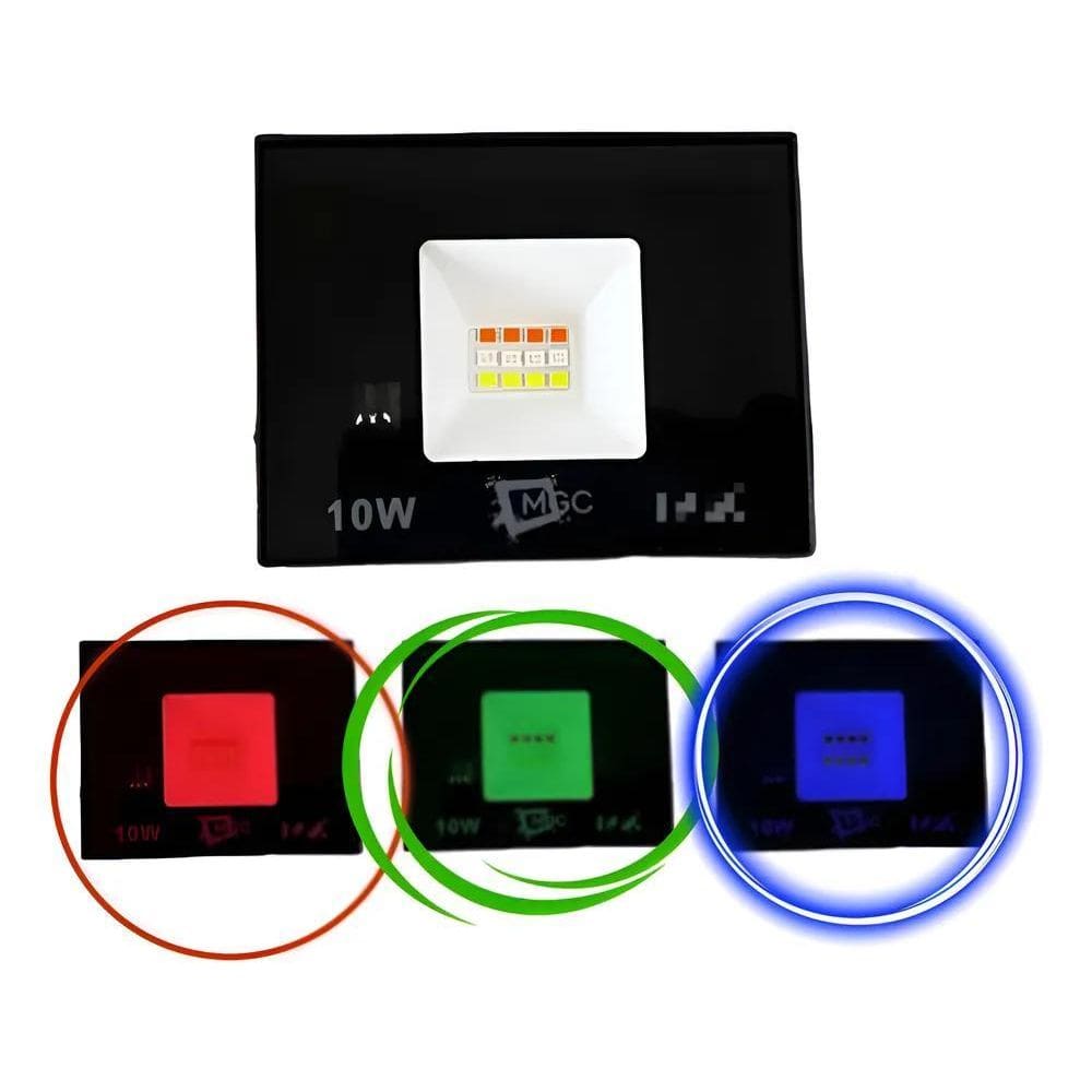 2X Refletor Mini 10W Cromoterapia Rgb Bivolt Controle E Memó