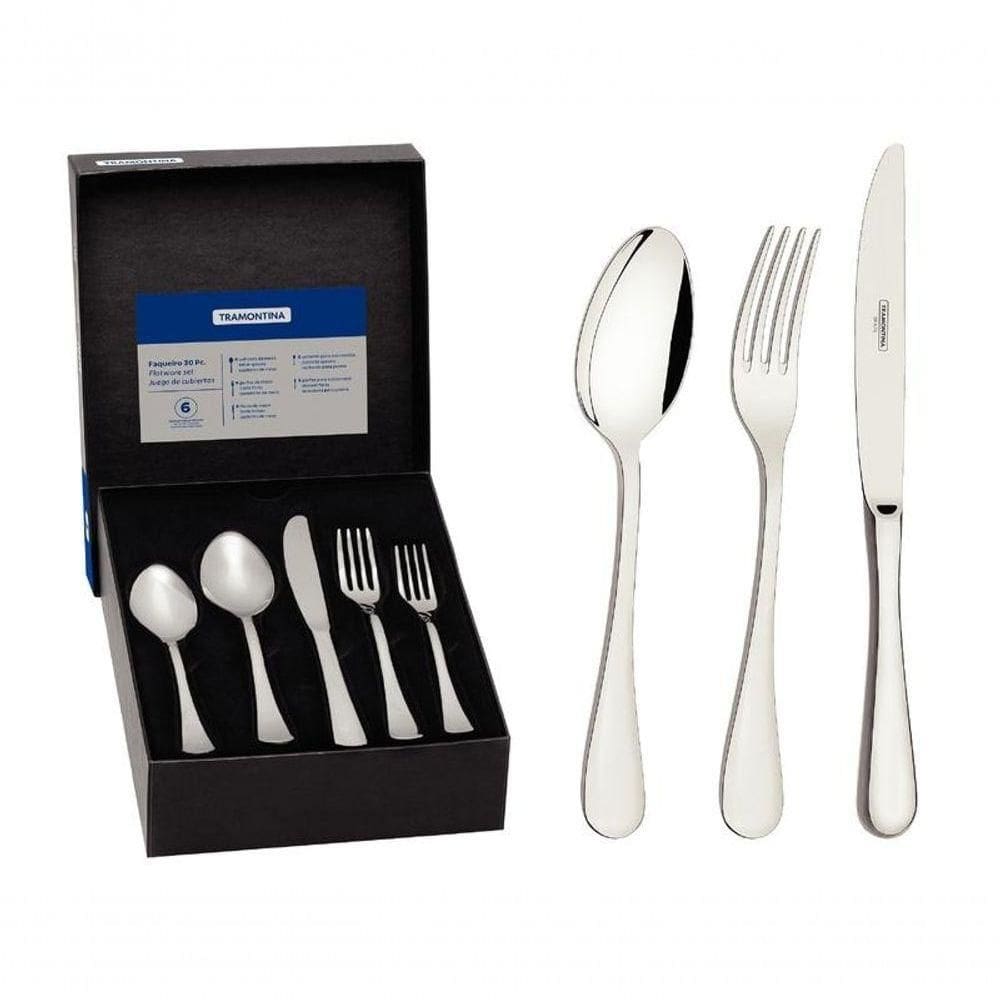 Faqueiro Tramontina Classic Aço Inox Com Facas De Mesa Forjadas 30 Peças