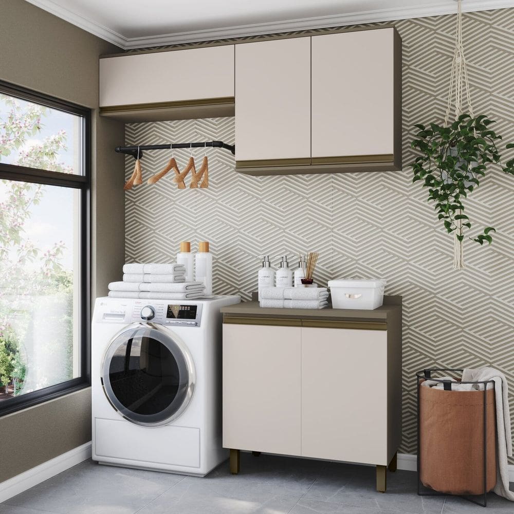 Lavanderia Modulada 3 Peças com Tampo Connect Duna/Cristal