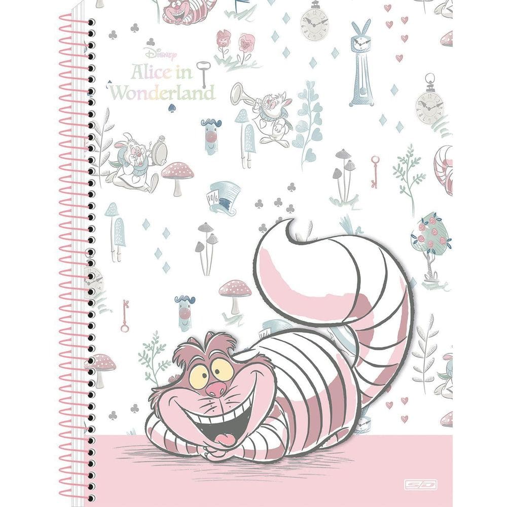 Caderno Universitário 10 Matérias Alice Capa Dura Escolar