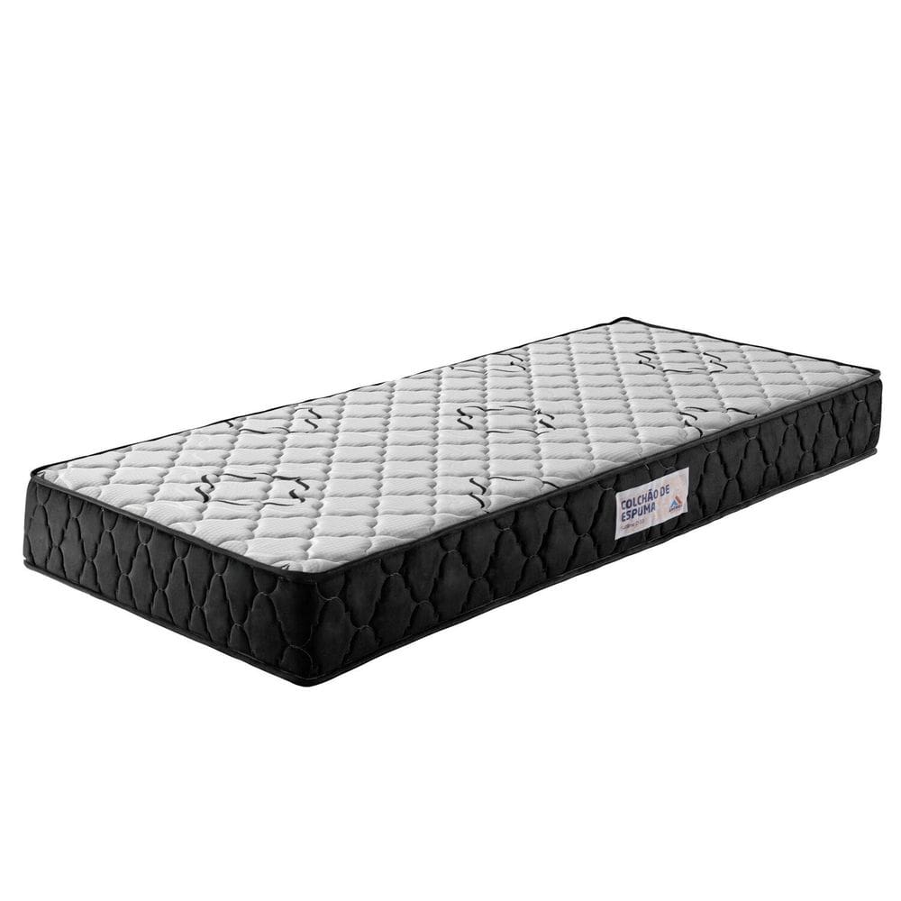 Colchão de Solteiro Espuma D-33 100% Poliéster 88cm X 17cm Sublime Preto fosco / Branco