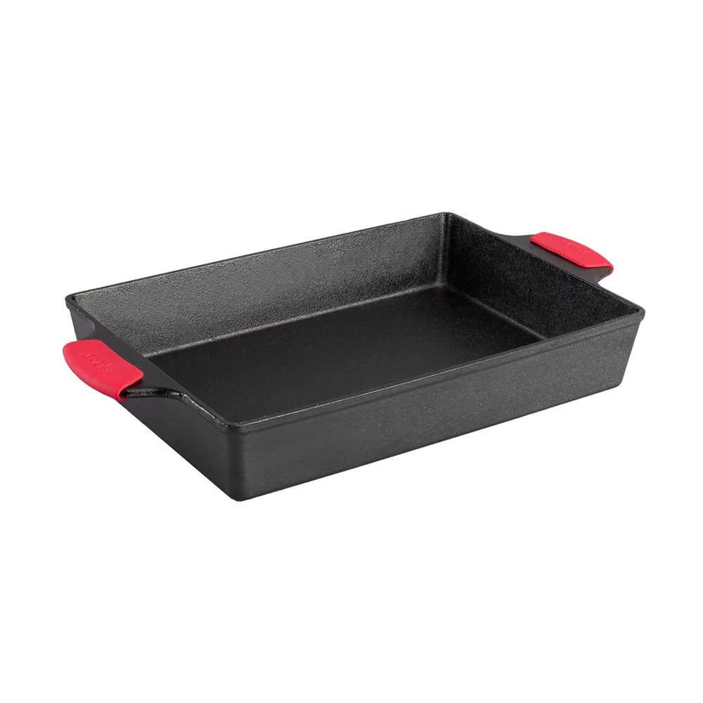 Ferro fundido temperado Casserole Lodge de 9 x 13 polegadas com alças de silicone