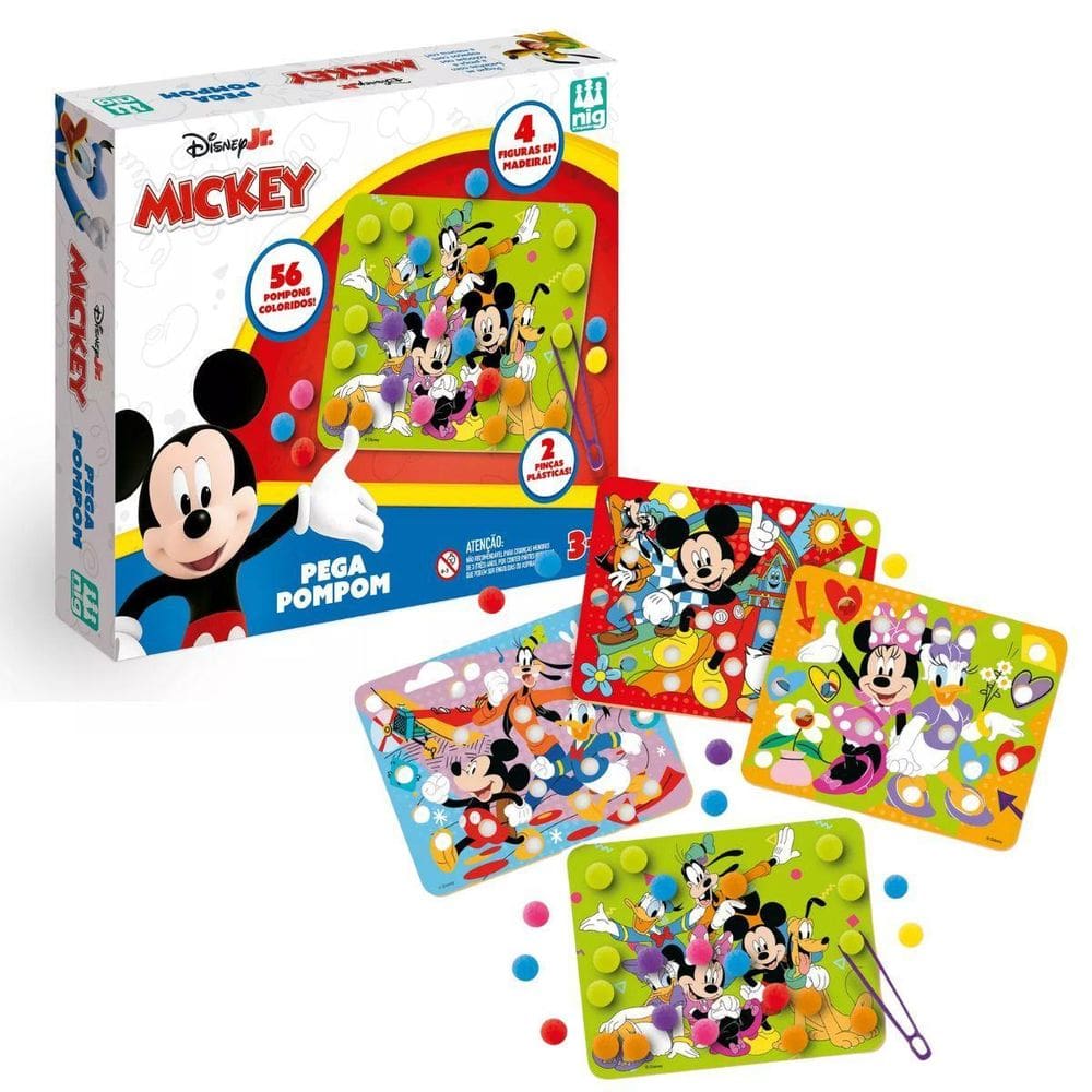 Jogo Educativo Pega Pompom Disney Mickey - Nig Brinquedos