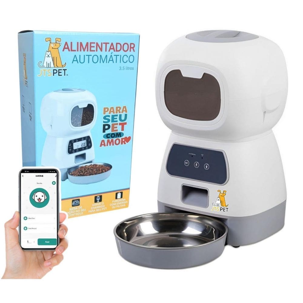Alimentador Automático Automático Wi-Fi Cães Gatos Jts Pet