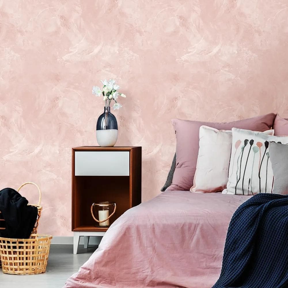 Papel De Parede Cimento Queimado Rosé 250 Autocolante