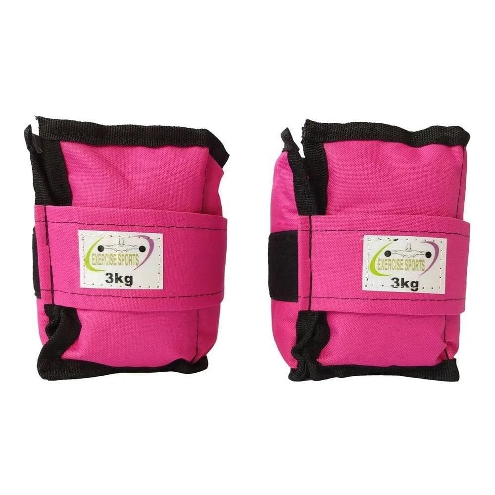 2X Caneleira / Tornozeleira De Peso 3 Kg Rosa Par.