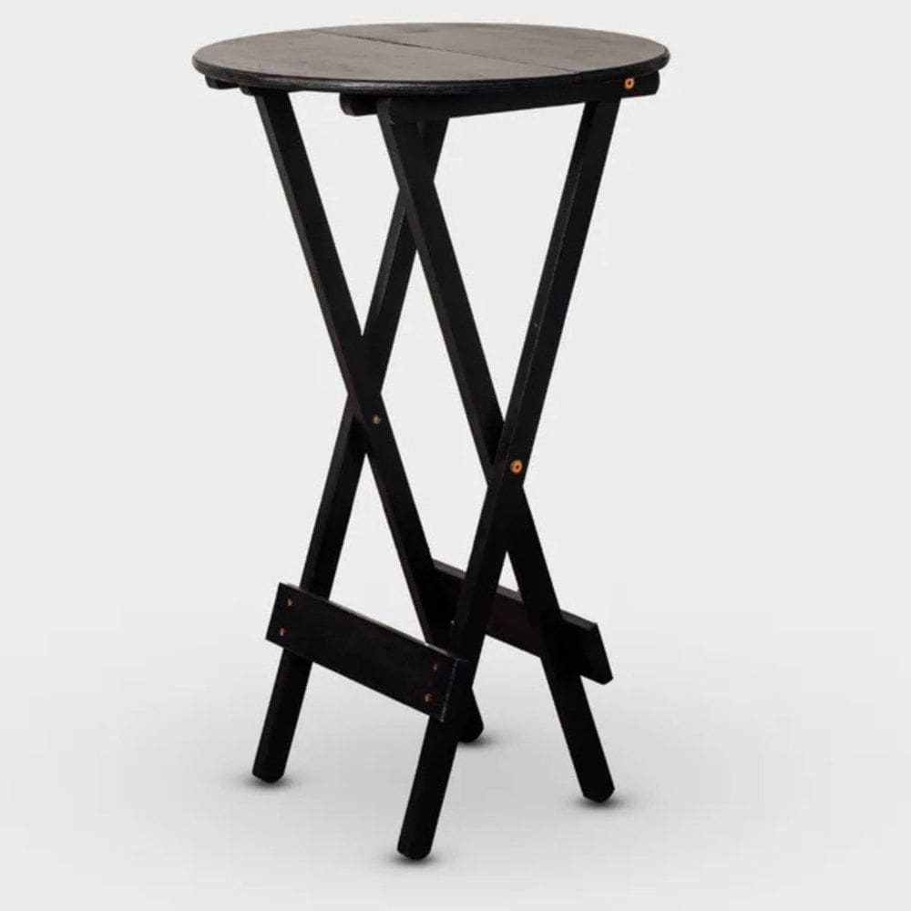Mesa para Jardim Bistrô Dobrável Redonda Preto