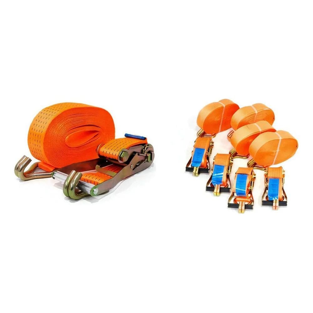2X Kit 5 Cintas Com Catraca Carga 5 T 50Mm Caminhão Amarraçã