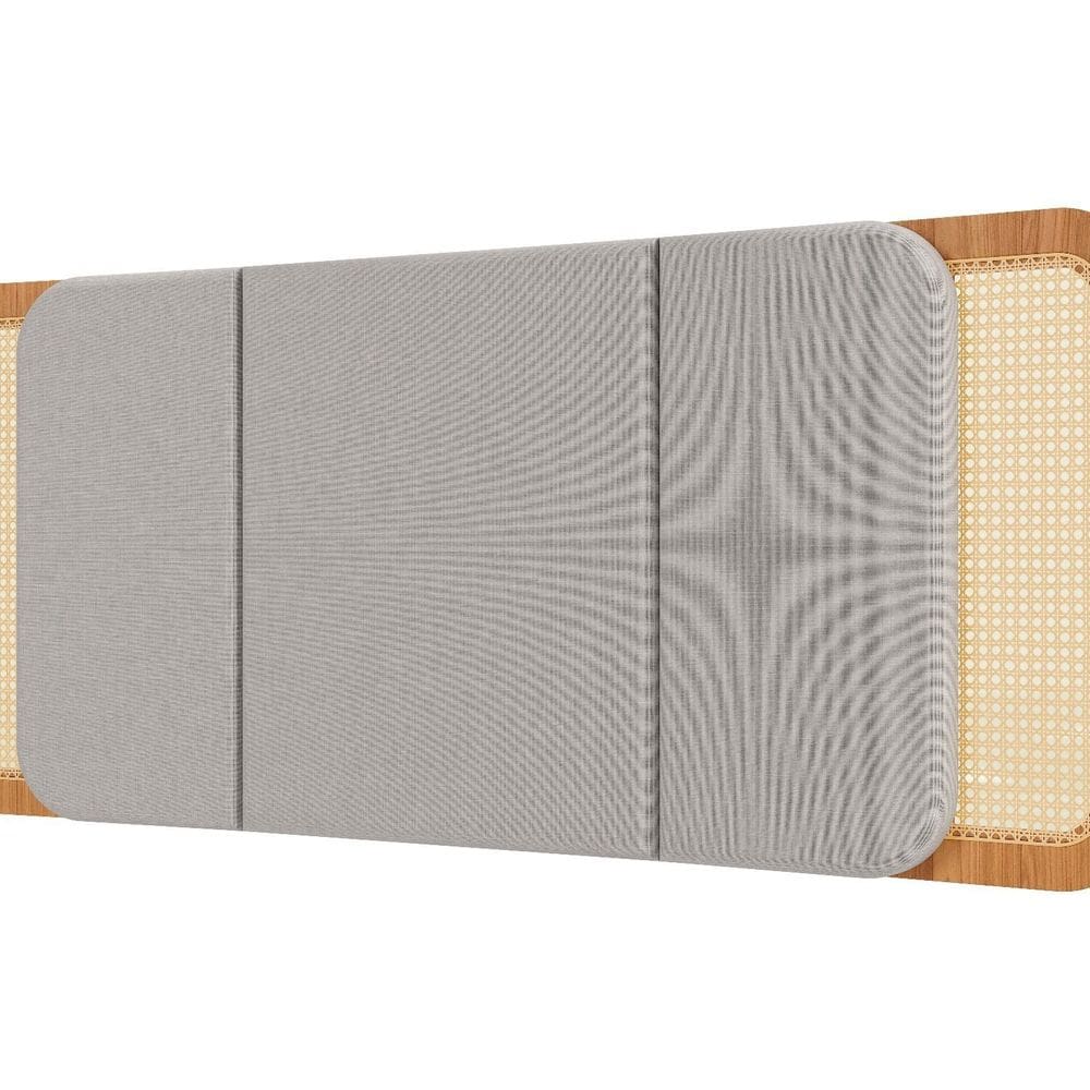 Cabeceira Casal Queen Estofada com Tela 170cm Freijó Amadeirado/Cinza Liso
