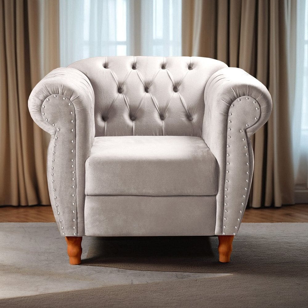 Poltrona Nobreza Classica Retrô Decorativa Chesterfield Bege