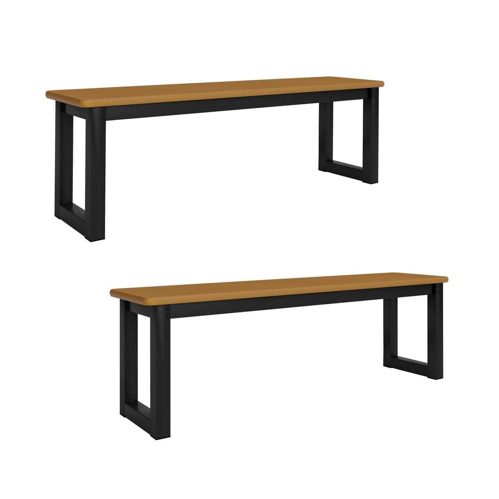 Conjunto 2 Bancos para Sala de Jantar Imperatriz Preto / Marrom