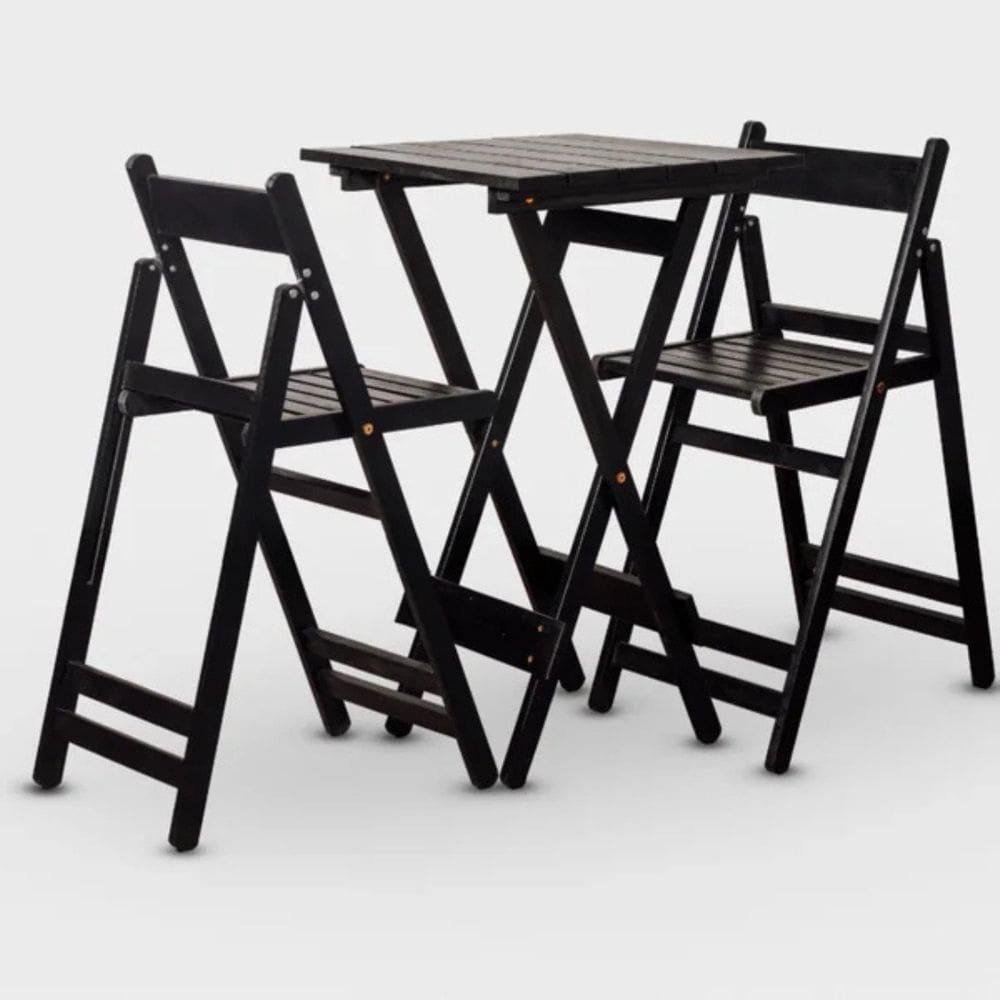 Conjunto de Mesa Bistrô e 2 Cadeiras Preto