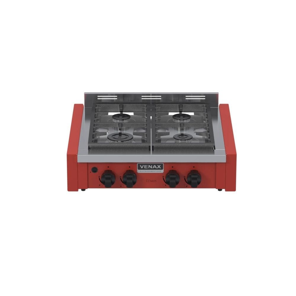Fogao de Mesa de Embutir 4 Bocas Venax Temis Vermelho Gas Glp