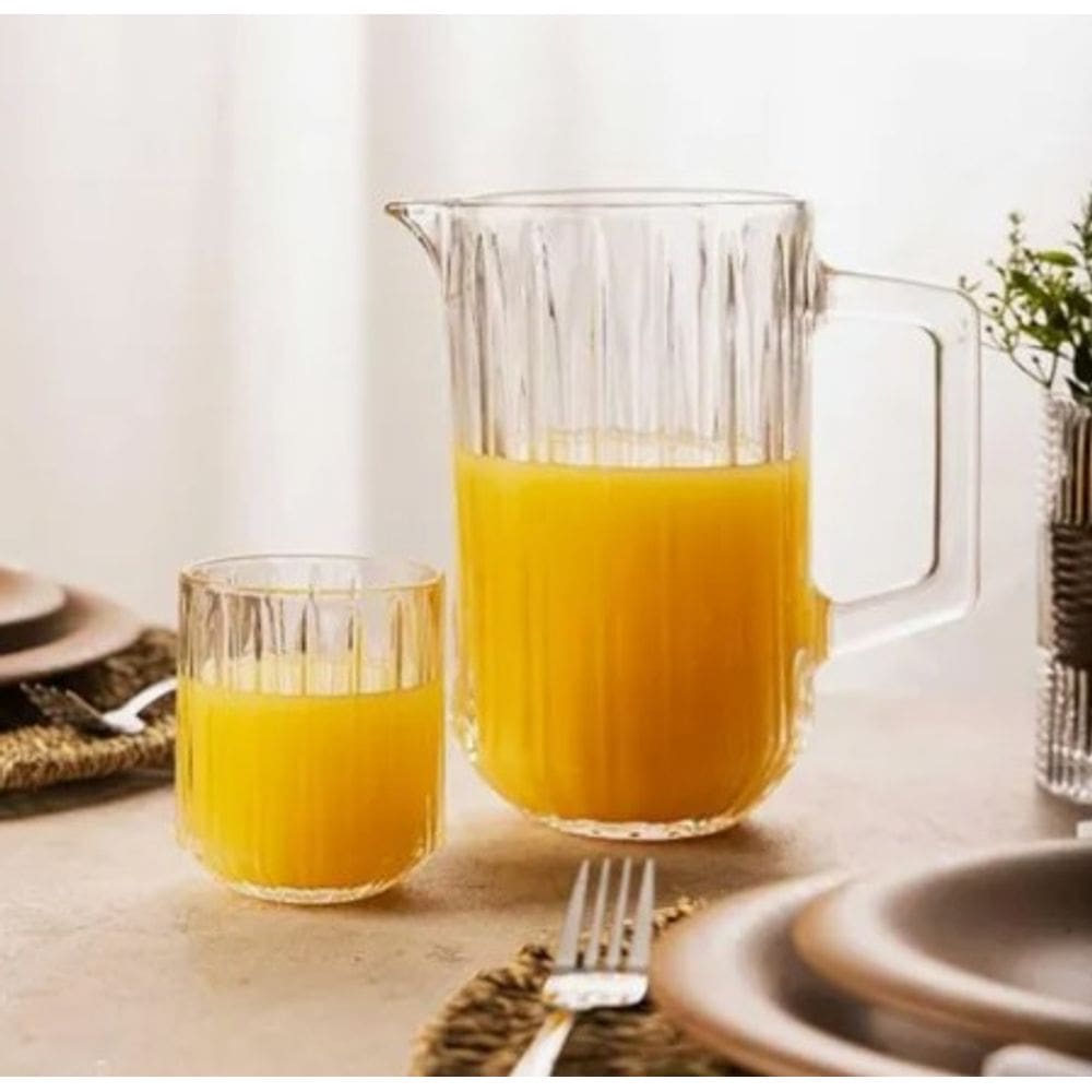 Conjunto 7 Peças Jarra com 6 Copos de Cristal Bangkok 1,45L/300ml - Wolff