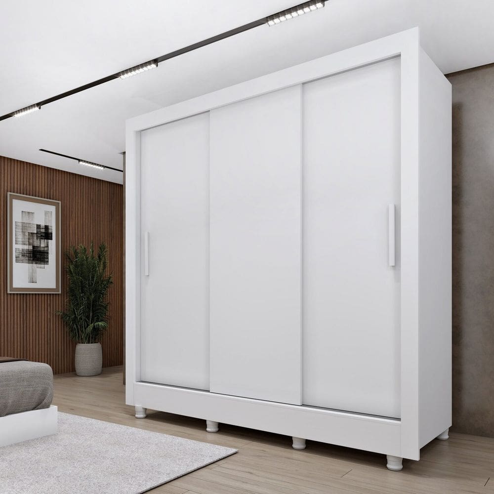 Guarda-roupa Casal 3 Portas 190cm com Pés Taiffa Neve