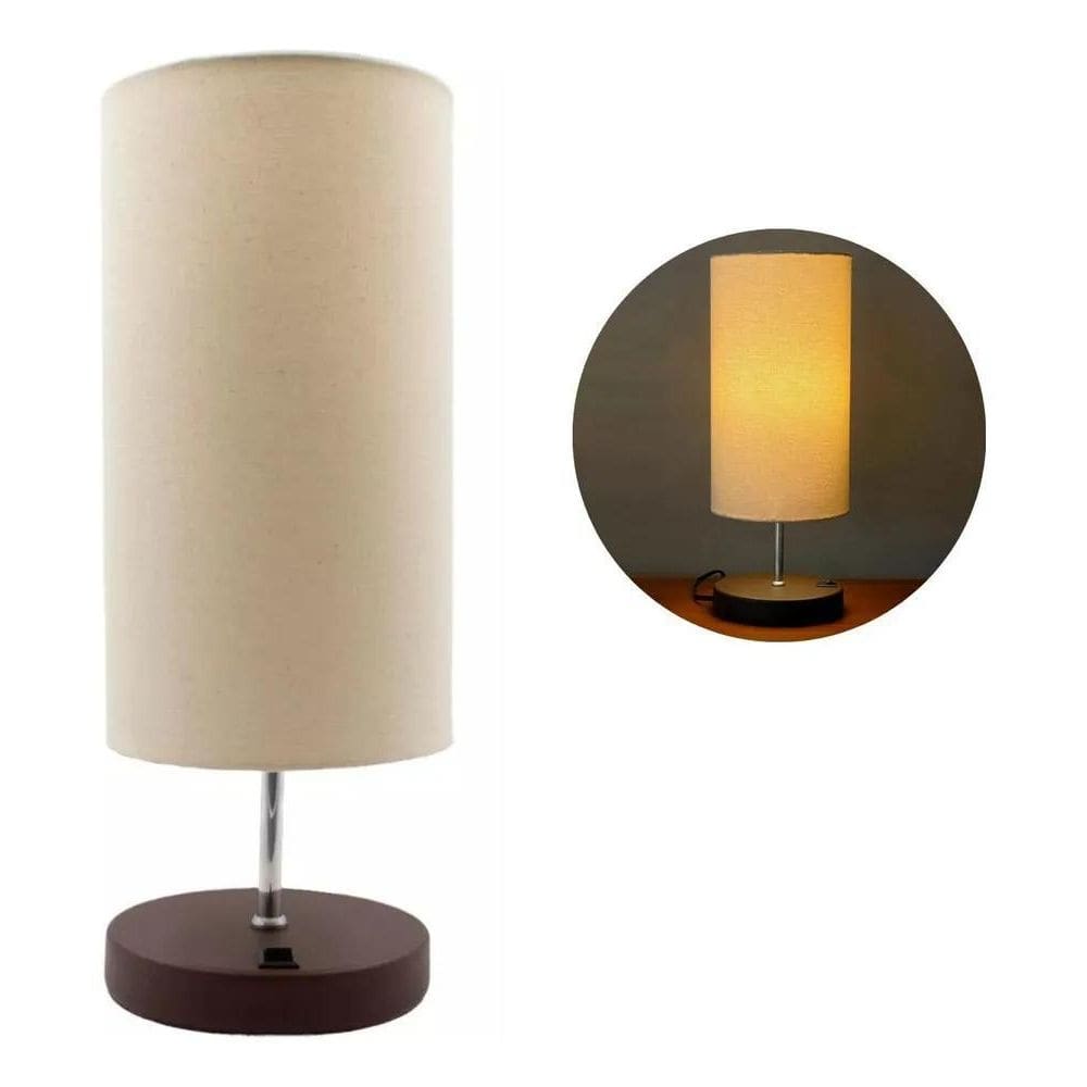 2X Luminaria De Mesa Abajur Quarto Cabeceira Sala Redondo Ba