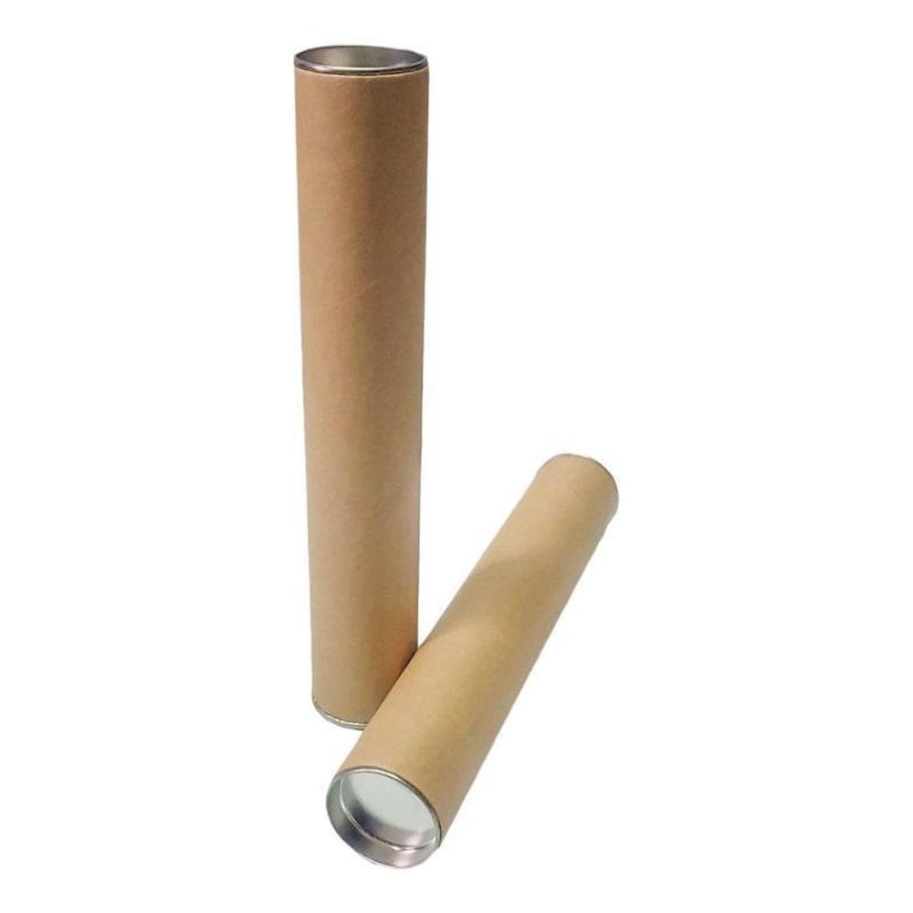 01 Tubo Postal De Papelão 35Cm X 4Cm Tampa Metálica