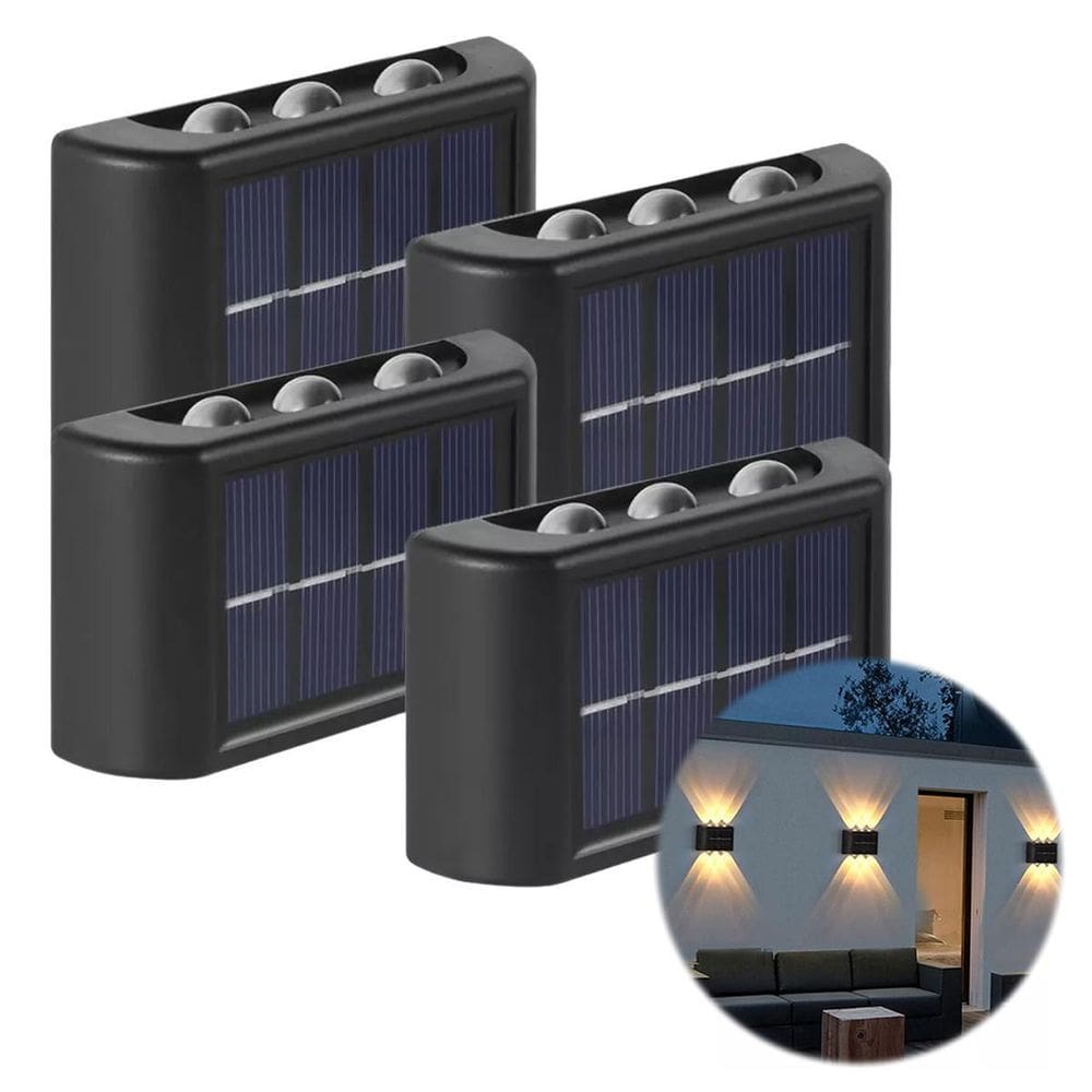 Kit 4 Arandela 6 Leds Meia Lua Luz Potente Solar Fotocélula