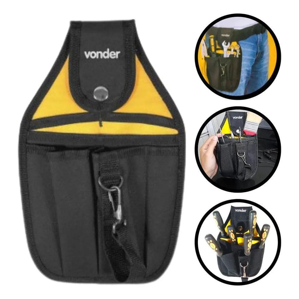 Porta Ferramentas Eletricista Lona Reforçada Cinto 6 Bolsos