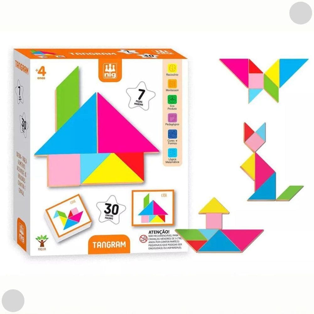 Quebra-Cabeça Tangram Geométrico Em Madeira 0447 - Nig