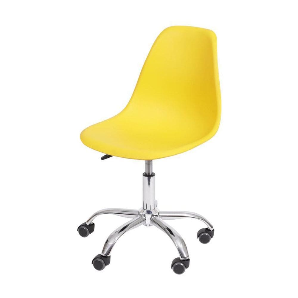 Cadeira Boxbit Dkr Eames Base Em Rodízio Amarela
