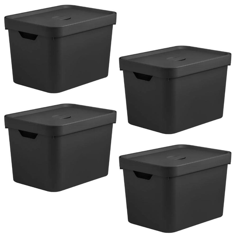 Caixa Organizadora Multiuso Escritorio 4Un Ou Cube - Preta