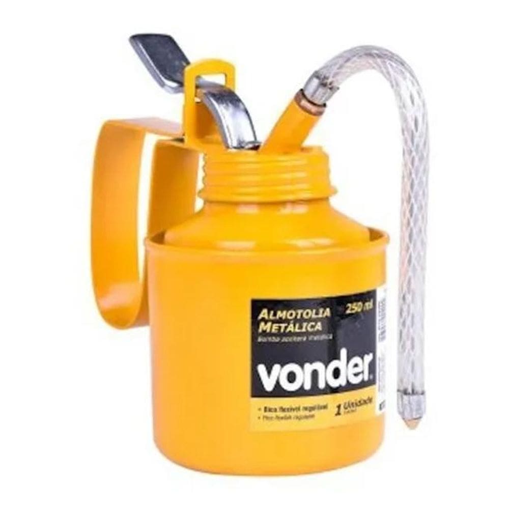 2X Almotolia Metálica Bico Flexível 250 Ml Vonder