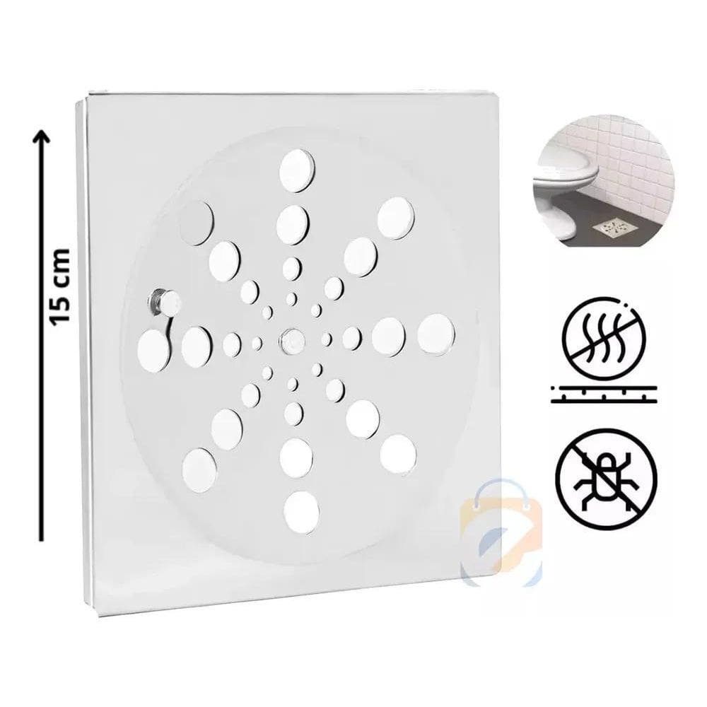 2X Grelha Ralo Quadrada 15X15 Rotativa Com Fecho Abre E Fech