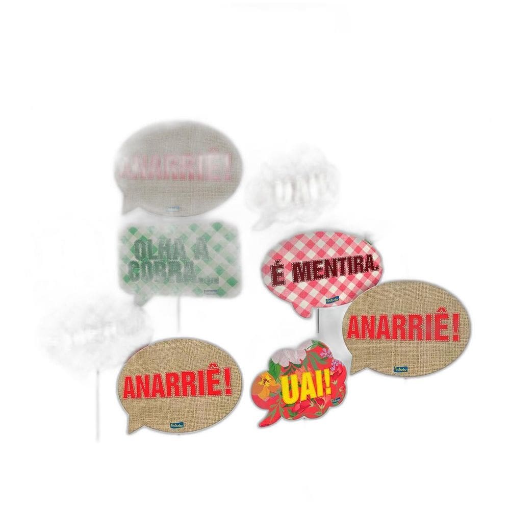 Kit 9 Plaquinha + Palitos Decorativa Festa Junina Foto