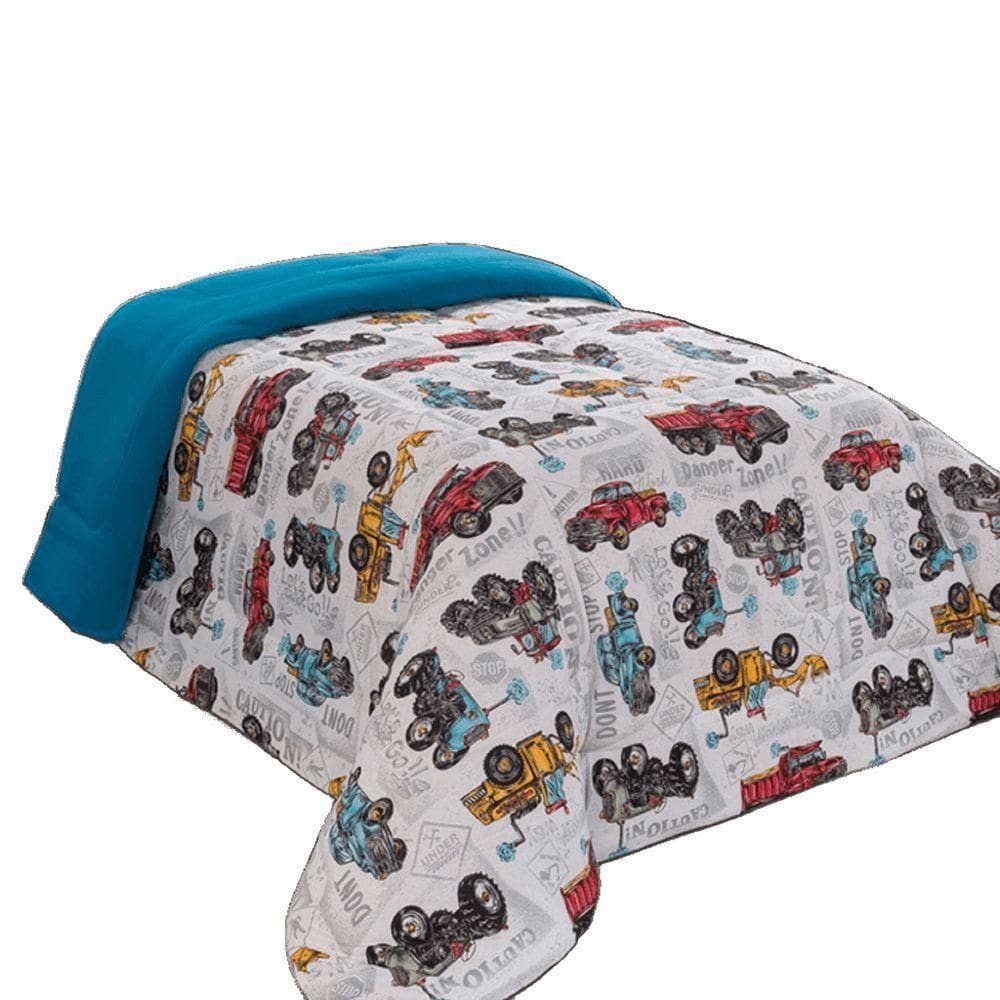 Edredom Mimos Solteiro Dupla Face Malha Manta Soft Carros - 100% Algodão