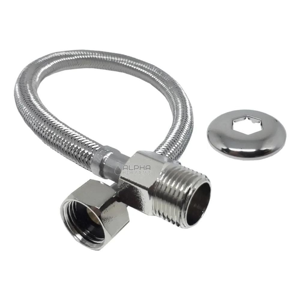 2X Engate Mangueira Flexível Trançado Aço Inox 30Cm Quente F
