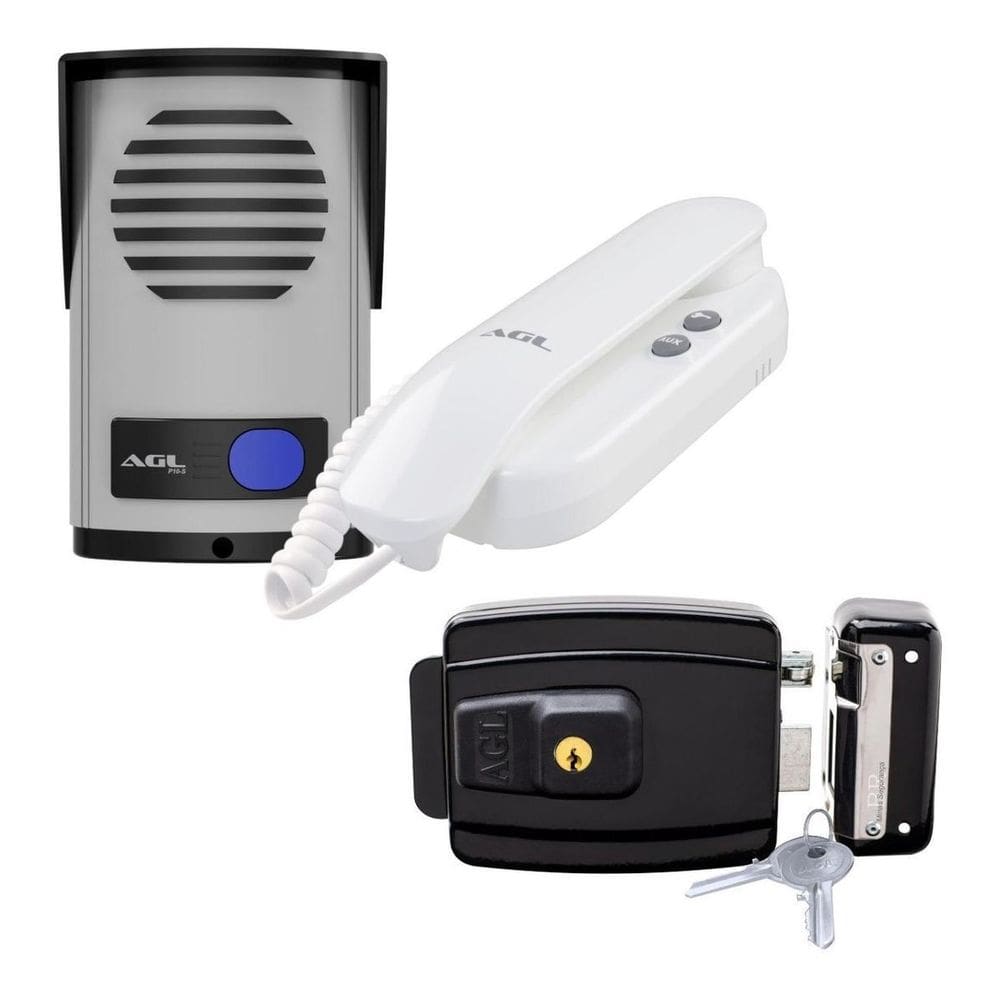 Porteiro Eletrônico Residencial Agl P-10S + Fechadura Al100R