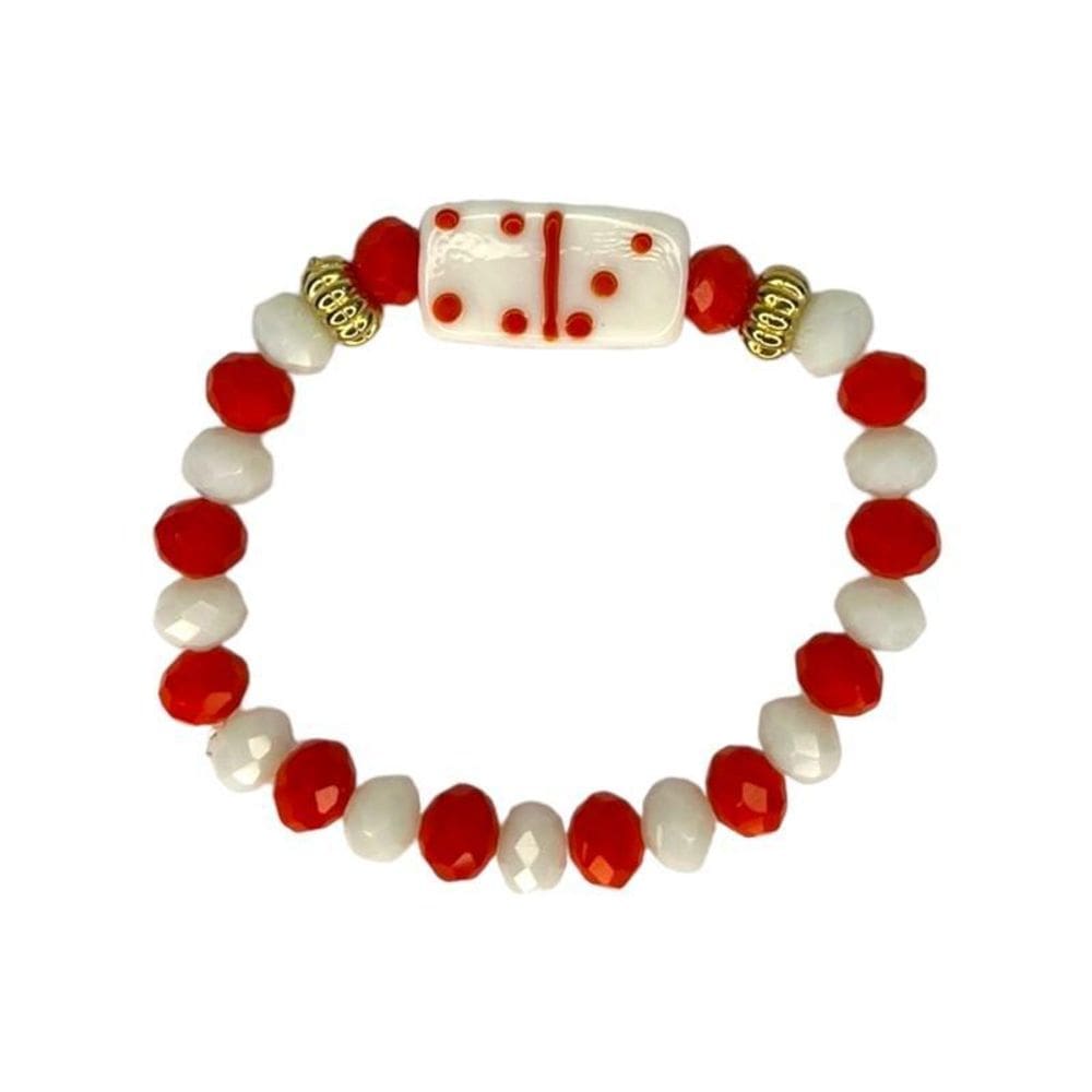 Pulseira Zé Pelintra Firma Dominó Cristal E Silicone