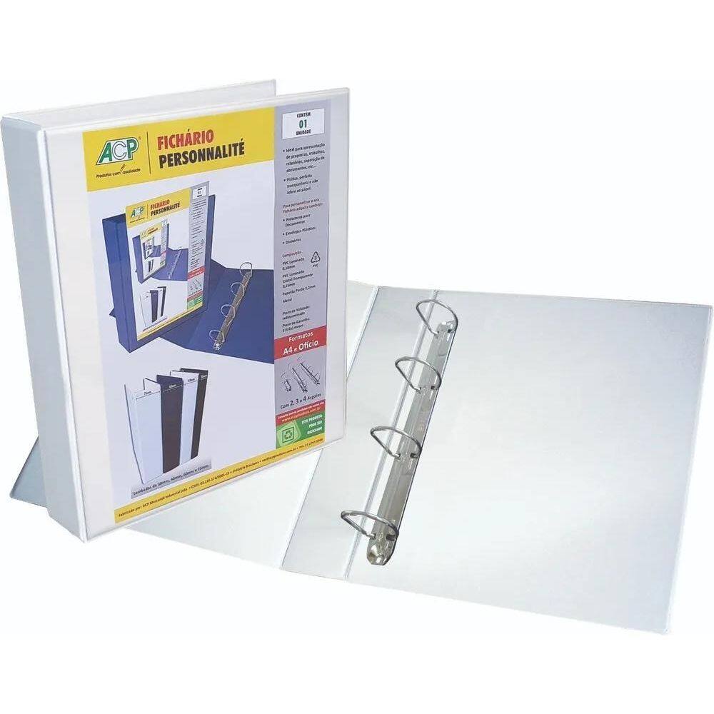 Fichário Personalizável C/4 Argolas A4 40Mm Cores A Escolha