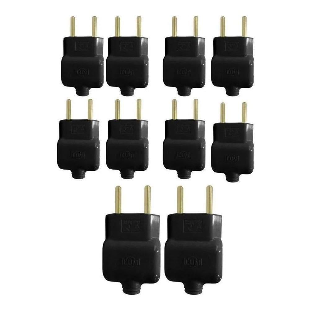 2X Kit Tomadas Pino Prensa Cabo 2P 10A Preto Pct C/10Unid Il