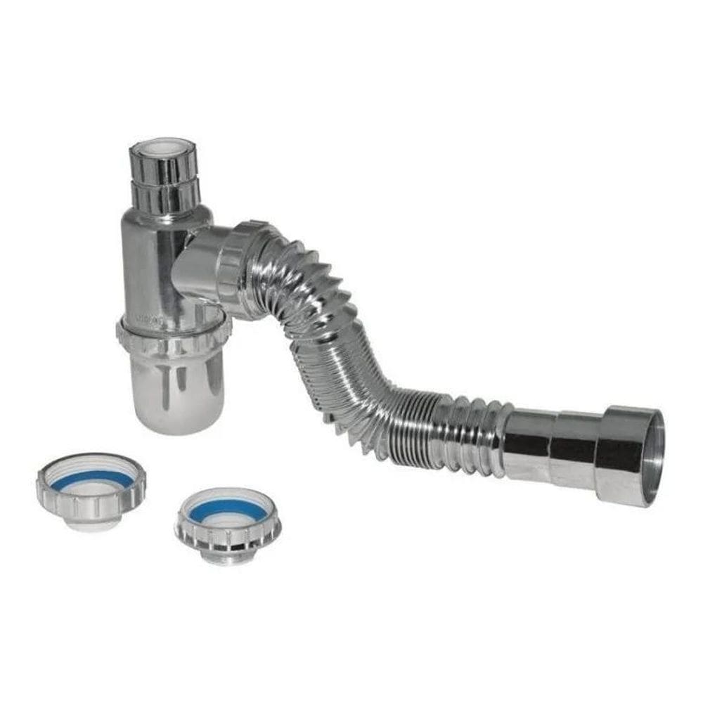 2X Sifão Copo Sanfonado Extensivo Universal Pias Tanques Cro