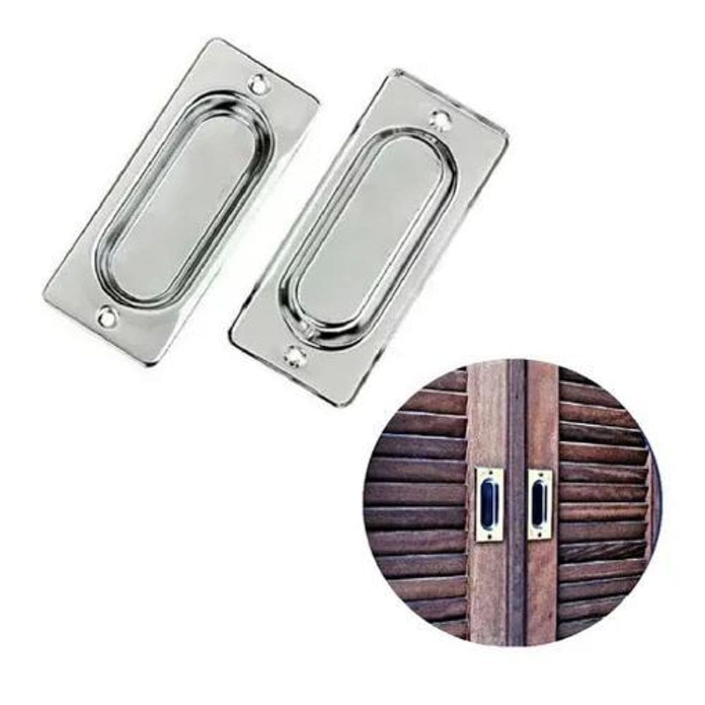 2X Puxador Concha De Embutir 10Cm Cromado União Mundial O Pa