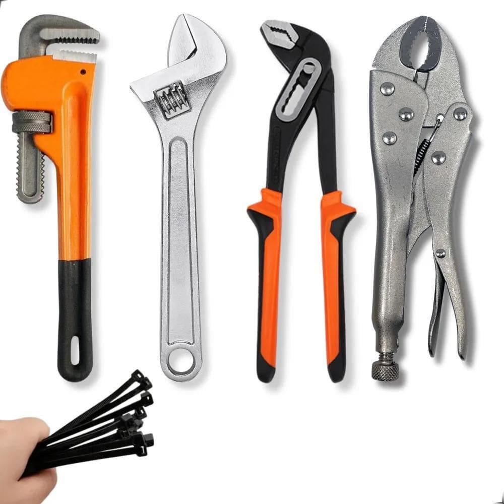Kit Chave Inglesa + Alicate Bomba + Grifo + Alicate Pressão