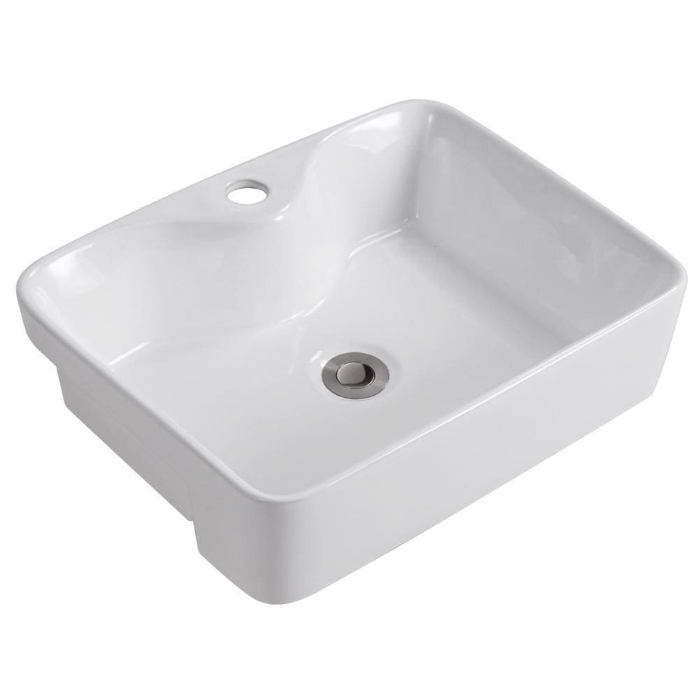 Cuba Pia Semi Encaixe Retangular Para Banheiro/lavabo 48x37cm Lume Zagonel Louças - Com Deck - Branco