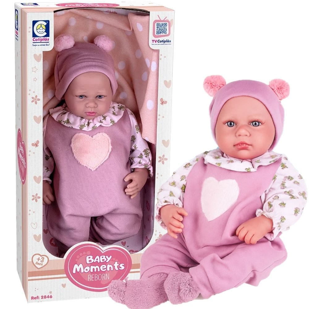 Boneca Cotiplás Baby Moments Reborn Menina 41cm Vinil Real